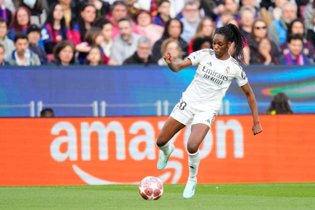 Barcelona FC v Real Madrid CF - UEFA Women s Champions League 2025 26 Quarter-finals Second Leg Naomie Feller forward of Real Madrid and France during the UEFA Women s Champions League 2025 26 Quarter-finals Second Leg match between FC Barcelona, Barca and Real Madrid CF at Spotify Camp Nou on April 2, 2026 in Barcelona, Spain. Barcelona Spain  Copyright: xJosexBretonx originalFilename:bretonhernandez-barcelon260402_npObg.jpg