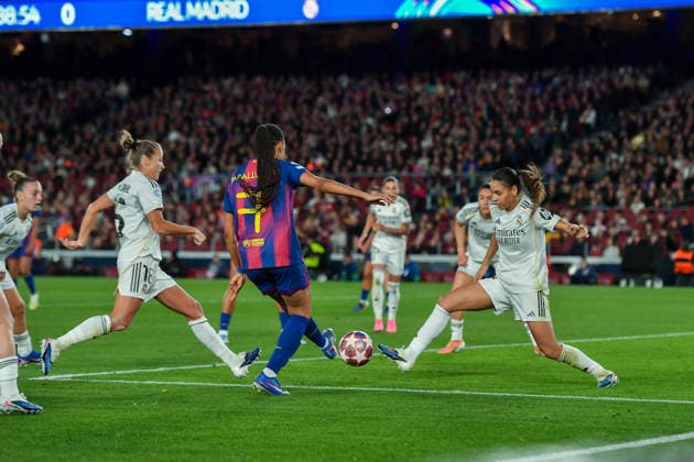 FC Barcelona, Barca v REAL MADRID CF SPOTIFY CAMP NOU. BARCELONA. April 2, 2026 FC BARCELONA vs REAL MADRID CF April 2, 2026 Salma Paralluelo (7) of FC Barcelona during the soccer match corresponding to the quarter finals of the UEFA Women s Champions League between FC Barcelona and Newcastle United at Spotify Camp Nou in Barcelona, Spain. Barcelona ESP Copyright: xS.xRosx