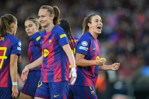 FC Barcelona, Barca v REAL MADRID CF SPOTIFY CAMP NOU. BARCELONA. April 2, 2026 FC BARCELONA vs REAL MADRID CF April 2, 2026 Alexia Putellas (11) of FC Barcelona celebrates the third goal with teammates during the soccer match corresponding to the quarter finals of the UEFA Women s Champions League between FC Barcelona and Newcastle United at Spotify Camp Nou in Barcelona, Spain. Barcelona ESP Copyright: xS.xRosx