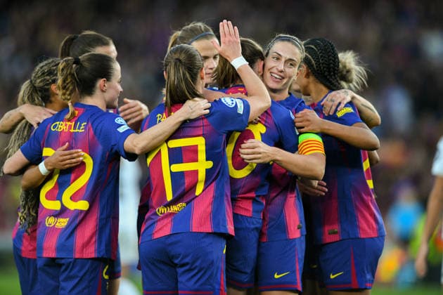 FC Barcelona, Barca v REAL MADRID CF SPOTIFY CAMP NOU. BARCELONA. April 2, 2026 FC BARCELONA vs REAL MADRID CF April 2, 2026 Caroline Graham (10) of FC Barcelona celebrates scoring his team s second goal with teammates during the soccer match corresponding to the quarter finals of the UEFA Women s Champions League between FC Barcelona and Newcastle United at Spotify Camp Nou in Barcelona, Spain. Barcelona ESP Copyright: xS.xRosx