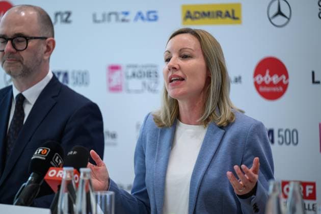 TENNIS - WTA, Tennis Damen Upper Austria Ladies Linz, PK LINZ,AUSTRIA,03.APR.26 - TENNIS - WTA Tour, Upper Austria Ladies Linz, preview, press conference, PK, Pressekonferenz Image shows vice mayor of Linz Karin Leitner.  GEPAxpictures xChristianxMoser