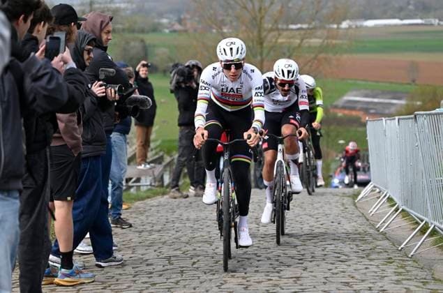 Ronde van Vlaanderen 2026 Cycling Race Media Activities 03 04 2026 OUDENAARDE, BELGIUM - APRIL 03 : Pogacar Tadej (SLO) of UAE Team Emirates XRG riding during a training and reconnaissance session ahead of the 110th edition of Ronde van Vlaanderen an UCI World Tour 1.UWT one day cycling road race for Men Elite of 271 km with start in Antwerpen and finish in Oudenaarde on April 3, 2026 in Oudenaarde, Belgium, 03 04 2026 ( Motordriver Guy De Vuyst - Oudenaarde Belgium  Copyright: xNicoxVereeckenx