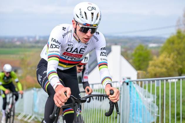Slovenian Tadej Pogacar of UAE Team Emirates-XRG pictured in action during pictured at a track reconaissance ahead of the Ronde van Vlaanderen Tour des Flandres Tour of Flanders cycling race, Friday 03 April 2026. The 110th edition of the cycling race will take place on Sunday 05 April. DAVIDxPINTENS  x169665463x