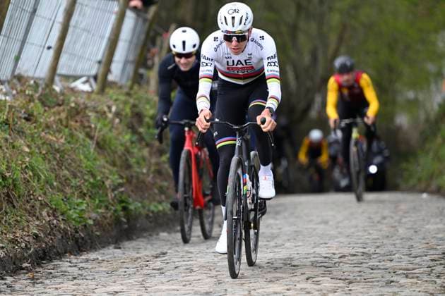 Ronde van Vlaanderen 2026 Cycling Race Media Activities 03 04 2026 OUDENAARDE, BELGIUM - APRIL 03 : Pogacar Tadej (SLO) of UAE Team Emirates XRG riding during a training and reconnaissance session ahead of the 110th edition of Ronde van Vlaanderen an UCI World Tour 1.UWT one day cycling road race for Men Elite of 271 km with start in Antwerpen and finish in Oudenaarde on April 3, 2026 in Oudenaarde, Belgium, 03 04 2026 ( Motordriver Guy De Vuyst - Oudenaarde Belgium  Copyright: xNicoxVereeckenx