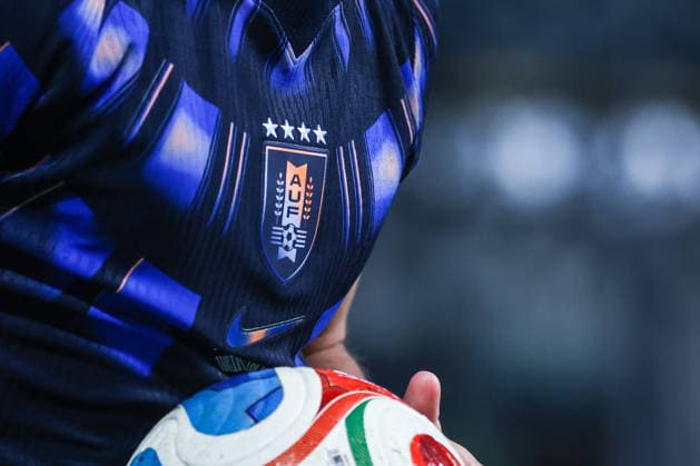 Uruguay official jersey detail seen during International Friendly, Länderspiel, Nationalmannschaft pre-World Cup football match between Algeria and Uruguay at Allianz Stadium in TurinItaly on 31 March 2026. Turin Allianz Stadium Turin Italy Copyright: xEPhotopressx SP24-1402-082
