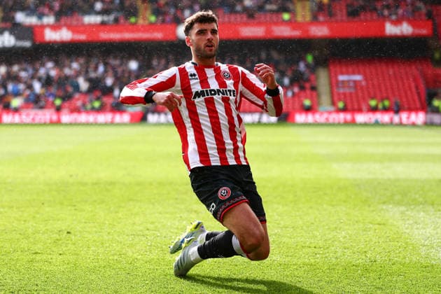 Sheffield, England, 3rd April 2026. Tom Cannon of Sheffield United celebrates the fourth goal during the Sheffield United vs Swansea City Sky Bet Championship match at Bramall Lane, Sheffield. Picture credit should read: Jake Youle Sportimage EDITORIAL USE ONLY. No use with unauthorised audio, video, data, fixture lists, club league logos or live services. Online in-match use limited to 120 images, no video emulation. No use in betting, games or single club league player publications. SPI_037_JY_Sheff_Utd_Swansea SPI-4660-0035