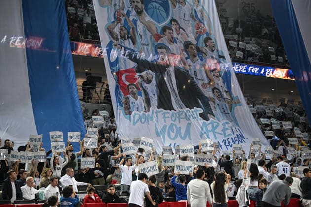 Turk Telekom v Cosea - EuroCup Basketball ANKARA, TURKIYE - APRIL 3: Fans of Turk Telekom hold a banner ahead of EuroCup Basketball second semifinal match between Turk Telekom and Cosea at Ankara Arena in Ankara, Turkiye on April 3, 2026. Abdullah Guclu Anadolu Ankara Turkey. Editorial use only. Please get in touch for any other usage.  Copyright: x2026xAnadoluxAbdullahxGuclux