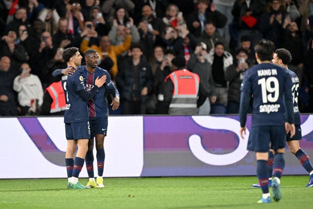 Paris Saint-Germain v Toulouse FC - Ligue 1 McDonald s 2025 2026 02 Achraf HAKIMI (psg) - 10 Ousmane DEMBELE (psg) during the Ligue 1 McDonald s match between Paris and Toulouse at Parc des Princes on April 3, 2026 in Paris, France. Paris France  Copyright: xFEPx 776348342