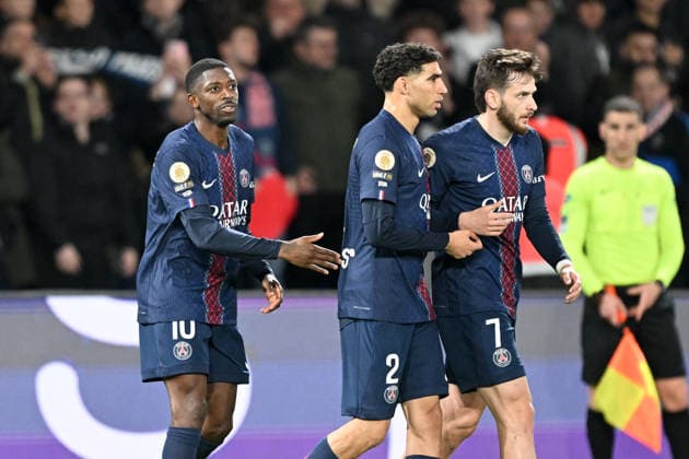 Paris Saint-Germain v Toulouse FC - Ligue 1 McDonald s 2025 2026 07 Khvicha KVARATSKHELIA (psg) - 02 Achraf HAKIMI (psg) - 10 Ousmane DEMBELE (psg) during the Ligue 1 McDonald s match between Paris and Toulouse at Parc des Princes on April 3, 2026 in Paris, France. Paris France  Copyright: xFEPx 776348342