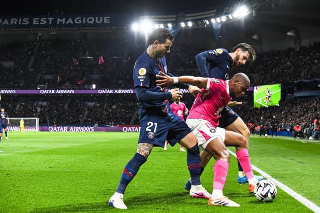 FOOTBALL : Paris Saint Germain vs Toulouse FC - Ligue 1 - JournÃ e 28 - 03 04 2026 Khvicha Kvaratskhelia (Paris SG) Djibril SidibÃ (Toulouse FC) Lucas Hernandez (Paris SG) ParisFrance  Copyright: xBaptistexAutissierx