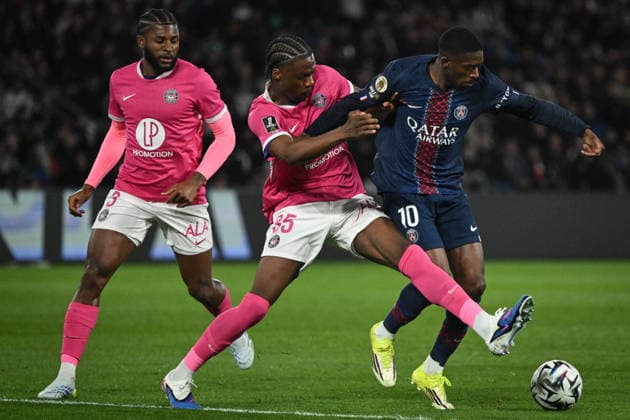 Ligue 1 PSG vs Toulouse FC - FA Paris Saint-Germain’s forward Ousmane Dembele fights for the ball during the French L1 football match between Paris Saint-Germain and Toulouse FC at the Parc des Princes stadium in Paris on April 3, 2026. Photo by Firas Abdullah ABACAPRESS.COM Paris Île-de-France France  Copyright: xAbdullahxFiras ABACAx