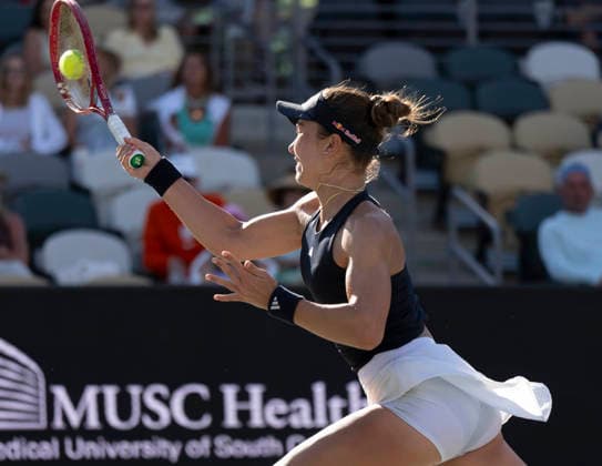April 3, 2026: Anna Kalinskaya (RUS) loses to Iva Jovic (USA) 6-3, 6-4, at the Credit One Charleston Open being played at Credit One Staduim in Charleston, South Carolina, {USA} Ã‚ Tennisclix TENNIS 2026: Credit One Charleston Open APRIL 03  - ZUMAc04_ 20260403_zma_c04_047 Copyright: xLesliexBillmanx