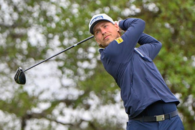SAN ANTONIO, TX - APRIL 03: Kristoffer Reitan (NOR) watches his tee shot on 2 during the second round of the Valero Texas Open on April 3, 2026, at the AT&T Oaks Course at TPC San Antonio, San Antonio, Texas. (Photo by Ken Murray Icon Sportswire) GOLF: APR 03 PGA, Golf Herren Valero Texas Open EDITORIAL USE ONLY Icon2604030042