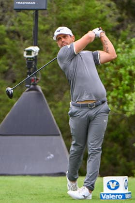 SAN ANTONIO, TX - APRIL 03: Adrien Saddier (FRA) watches his tee shot on 12 during the second round of the Valero Texas Open on April 3, 2026, at the AT&T Oaks Course at TPC San Antonio, San Antonio, Texas. (Photo by Ken Murray Icon Sportswire) GOLF: APR 03 PGA, Golf Herren Valero Texas Open EDITORIAL USE ONLY Icon2604030152