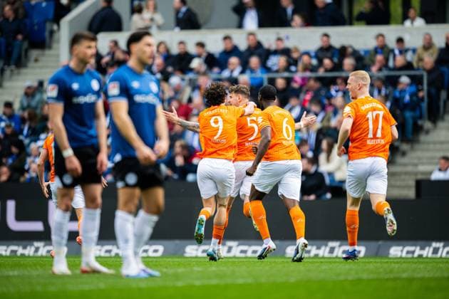 04.04.2026 - Fußball, 2025 2026, 2. Bundesliga, 28. Spieltag, DSC Arminia Bielefeld - SV Darmstadt 98: Jubel nach dem Tor zum 0:1 von (M) Matej Maglica (Darmstadt) DFL REGULATIONS PROHIBIT ANY USE OF PHOTOGRAPHS AS IMAGE SEQUENCES AND OR QUASI-VIDEO.