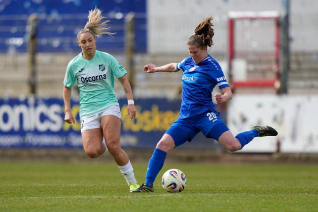 04.04.2026, Hänsch-Arena, Meppen, GER, 2. Bundesliga, Frauen: SV Meppen vs SC Sand, Chantal Schouwstra (SV Meppen 20) DFL REGULATIONS PROHIBIT ANY USE OF PHOTOGRAPHS AS IMAGE SEQUENCES AND OR QUASI-VIDEO. Meppen Niedersachsen Deutschland Hänsch-Arena