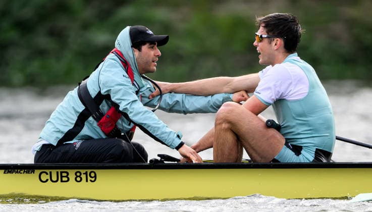 The Boat Race 2026 Cambridge Men™s Cox Sammy Houdaigui and Stroke Frederik Breuer celebrate victory in the 171st Mens Race. The CHANEL J12 Boat Race 2026 on the River Thames, London 04 04 2026 UK Newspapers OUT Copyright: xGraemexWilcocksonx FIL-23231-0056