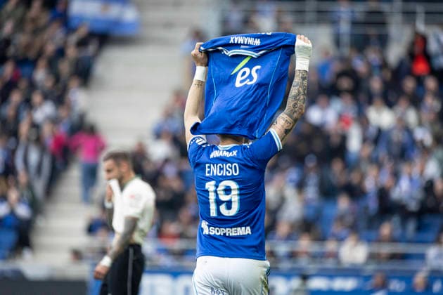 Joie des joueurs de l equipe de Racing Strasbourg apres le but de Enciso Espinola Julio Cesar 19 FOOTBALL : Racing Strasbourg (RCS) vs Nice - ligue 1 - Strasbourg - 04 04 26  Copyright: xelyxandroxcegarrax