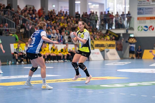 HSG Blomberg-Lippe (GER) vs. Borussia Dortmund (GER), Handball, 1. Handball Bundesliga Frauen, 22. Spieltag, 4.4.2026, Saision 2025 2026, Blomberg Guro Nestaker (Borussia Dortmund, 33) im Angriff Blomberg Sporthalle an der Ulmenallee Deutschland