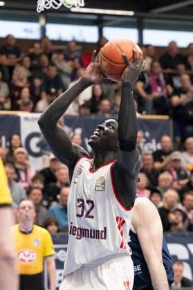 EasyCredit Basketball Bundesliga - 2025 2026 - Syntainics MBC vs.FC Bayern München Basketball Weissenfels, Deutschland 04.April 2026: Im Bild:Wenyen Gabriel (Muenchen) Weissenfels Stadthalle Weissenfels Sachsen-Anhalt Deutschland