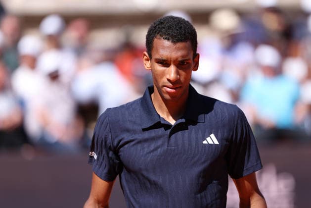 TENNIS : Bastide Medical UTS Nimes - 04 04 2026 NIMES, FRANCE : Â« The Gentle Warrior Â» Felix AUGER-ALIASSIME (1) lors de la demi-finale du Bastide Medical UTS Nimes, 1er evenement du tournoi 2026 de l™Ultimate Tennis Showdown aux Arenes de Nimes, le 4 avril 2026. NimesFrance  Copyright: xValentinaxClaretx
