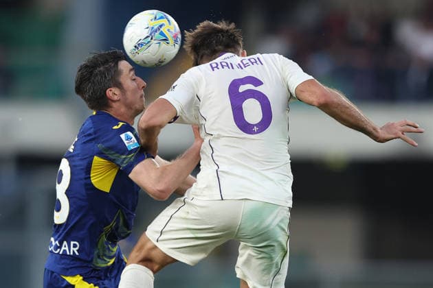 Ar Verona 04 04 2026 - campionato di calcio serie A Hellas Verona-Fiorentina foto Andrea Rigano Image nella foto: Kieron Bowie-Luca Ranieri 