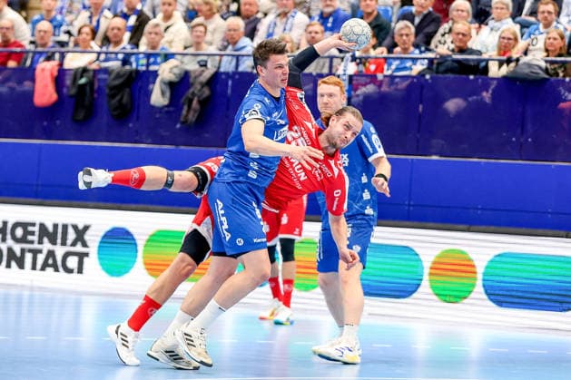 04.04.2026, xsscx, Handball, HBL, TBV Lemgo-Lippe - MT Melsungen, Saison 2025 2026 Herren, PHOENIX CONTACT arena: Olle Forsell-Schefvert (MT Melsungen 25) beim Wurf Photo: xSandraxScherningxPressefotoKochx Nordrhein-Westfalen Deutschland