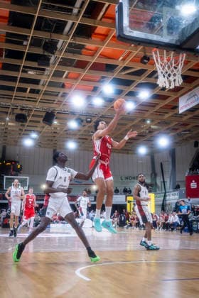 Barmer 2. Basketball Bundesliga ProA: Bayer Giants Leverkusen vs. RheinStars Koeln, 04.04.26 Leverkusen, 04.04.26 - Maximilian Begue (RheinStars Köln, 9) während des Spiels der Barmer 2. Basketball Bundesliga ProA: Bayer Giants Leverkusen vs. RheinStars Koeln in der Ostermann Arena in Leverkusen. Copyright: xBEAUTIFULxSPORTS LeahxKohringx