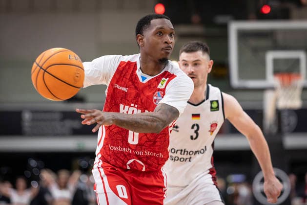 Barmer 2. Basketball Bundesliga ProA: Bayer Giants Leverkusen vs. RheinStars Koeln, 04.04.26 Leverkusen, 04.04.26 - Cedric Cezell Russell Jr. (RheinStars Köln, 0) während des Spiels der Barmer 2. Basketball Bundesliga ProA: Bayer Giants Leverkusen vs. RheinStars Koeln in der Ostermann Arena in Leverkusen. Copyright: xBEAUTIFULxSPORTS LeahxKohringx
