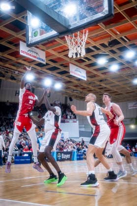Barmer 2. Basketball Bundesliga ProA: Bayer Giants Leverkusen vs. RheinStars Koeln, 04.04.26 Leverkusen, 04.04.26 - Kenny Andre Baptiste (RheinStars Köln, 39) während des Spiels der Barmer 2. Basketball Bundesliga ProA: Bayer Giants Leverkusen vs. RheinStars Koeln in der Ostermann Arena in Leverkusen. Copyright: xBEAUTIFULxSPORTS LeahxKohringx