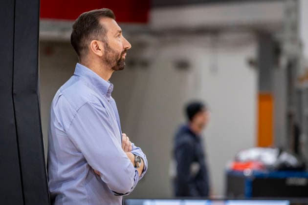 Barmer 2. Basketball Bundesliga ProA: Bayer Giants Leverkusen vs. RheinStars Koeln, 04.04.26 Leverkusen, 04.04.26 - Zoran Kukic (Head Coach RheinStars Köln) während des Spiels der Barmer 2. Basketball Bundesliga ProA: Bayer Giants Leverkusen vs. RheinStars Koeln in der Ostermann Arena in Leverkusen. Copyright: xBEAUTIFULxSPORTS LeahxKohringx