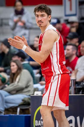 Barmer 2. Basketball Bundesliga ProA: Bayer Giants Leverkusen vs. RheinStars Koeln, 04.04.26 Leverkusen, 04.04.26 - Jasper Günther (RheinStars Köln, 6) während des Spiels der Barmer 2. Basketball Bundesliga ProA: Bayer Giants Leverkusen vs. RheinStars Koeln in der Ostermann Arena in Leverkusen. Copyright: xBEAUTIFULxSPORTS LeahxKohringx