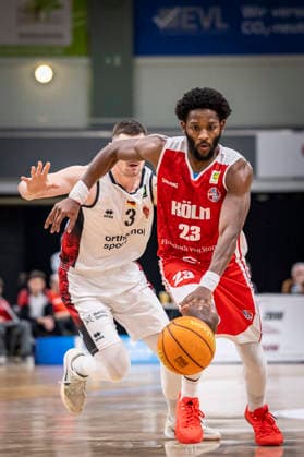 Barmer 2. Basketball Bundesliga ProA: Bayer Giants Leverkusen vs. RheinStars Koeln, 04.04.26 Leverkusen, 04.04.26 - Michael Jordan Miller (RheinStars Köln, 23) während des Spiels der Barmer 2. Basketball Bundesliga ProA: Bayer Giants Leverkusen vs. RheinStars Koeln in der Ostermann Arena in Leverkusen. Copyright: xBEAUTIFULxSPORTS LeahxKohringx