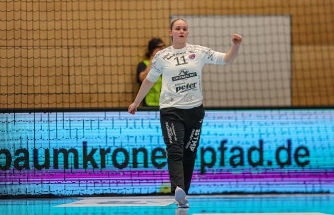 GER, Bad Langensalza, Thüringer HC vs HSG Bensheim Auerbach Flames, Alsco Handball Bundesliga Frauen, Handball, DHB, Spielzeit 2025 2026, Weststadthalle Bensheim, 22. Spieltag im Bild: Laura Kuske (Thüringer HC Frauen 11) DFB DFL REGULATIONS PROHIBIT ANY USE OF PHOTOGRAPHS AS IMAGE SEQUENCES AND OR QUASI-VIDEO, 04.04.2026 Copyright: HMBxMedia HendrikxHamelau