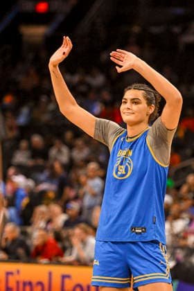 NCAA, College League, USA Basketball: Final Four-UCLA press conference, PK, Pressekonferenz and Practice UCLA Bruins center Lauren Betts (51) is introduced during an open NCAA Final Four practice at the Mortgage Matchup Center on April 4, 2026 in Phoenix Arizona. (Thomas Fernandez Image of Phoenix Arizona United States EDITORIAL USE ONLY Copyright: xImagexofxSportx ThomasxFernandezx iosphotos403979