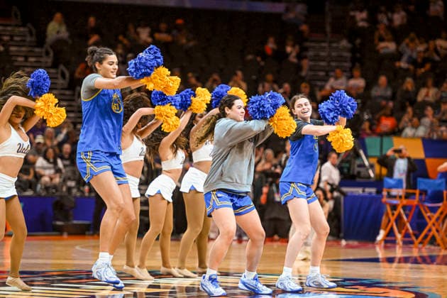 NCAA, College League, USA Basketball: Final Four-UCLA press conference, PK, Pressekonferenz and Practice UCLA Bruins center Lauren Betts (51), guard Charlisse Leger-Walker (5), and forward Gabriela Jaquez (11) perform their dance routine during an open NCAA Final Four practice at the Mortgage Matchup Center on April 4, 2026 in Phoenix Arizona. (Thomas Fernandez Image of Phoenix Arizona United States EDITORIAL USE ONLY Copyright: xImagexofxSportx ThomasxFernandezx iosphotos404014