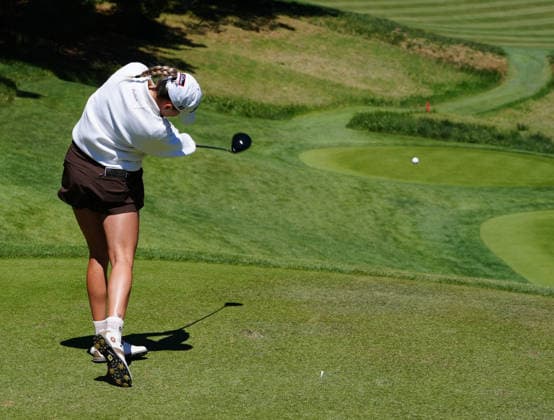 LAS VEGAS, NV - APRIL 03: LPGA, Golf Damen golfer Nataliya Guseva plays her tee shot on the 10th hole during the second round of the Aramco Championship on April 3, 2026, at Shadow Creek Golf Course in Las Vegas, Nevada. (Photo by Brian Spurlock Icon Sportswire) GOLF: APR 03 LPGA Aramco Championship EDITORIAL USE ONLY Icon26040346