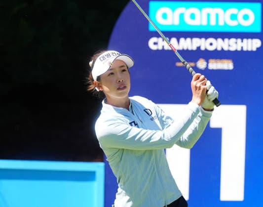 LAS VEGAS, NV - APRIL 03: LPGA, Golf Damen golfer Yealimi Noh plays her tee shot on the 11th hole during the second round of the Aramco Championship on April 3, 2026, at Shadow Creek Golf Course in Las Vegas, Nevada. (Photo by Brian Spurlock Icon Sportswire) GOLF: APR 03 LPGA Aramco Championship EDITORIAL USE ONLY Icon26040343