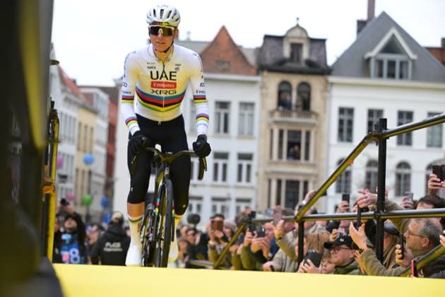 Slovenian Tadej Pogacar of UAE Team Emirates pictured at the start of the men s race of the Ronde van Vlaanderen Tour des Flandres Tour of Flanders UCI WorldTour one day cycling race, 278 km from Antwerp to Oudenaarde, Sunday 05 April 2026. DAVIDxPINTENS  x169850720x