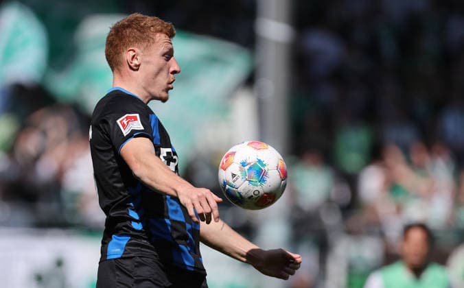Curda Laurin , SpVgg Greuther Fürth-SC Paderborn 07 , 2.Bundesliga , Fußball , in Sportpark Ronhof Thomas Sommer Stadion, in Fürth , Bayern , Deutschland. April 05 , 2026 . Photo by: Davide Elias IPA Photo Pressefoto DENL Copyright: xDavidexEliasx