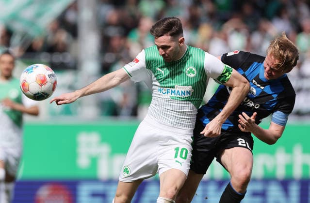 Hrgota Branimir - Götze Felix , SpVgg Greuther Fürth-SC Paderborn 07 , 2.Bundesliga , Fußball , in Sportpark Ronhof Thomas Sommer Stadion, in Fürth , Bayern , Deutschland. April 05 , 2026 . Photo by: Davide Elias IPA Photo Pressefoto DENL Copyright: xDavidexEliasx