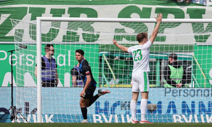Marino Stefano Torjubel 0-1 , SpVgg Greuther Fürth-SC Paderborn 07 , 2.Bundesliga , Fußball , in Sportpark Ronhof Thomas Sommer Stadion, in Fürth , Bayern , Deutschland. April 05 , 2026 . Photo by: Davide Elias IPA Photo Pressefoto DENL Copyright: xDavidexEliasx