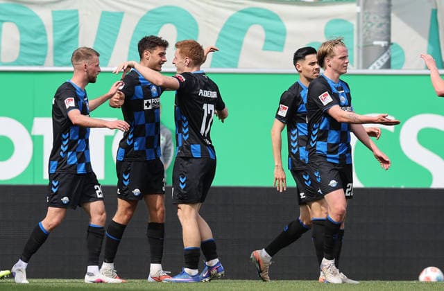 Marino Stefano Torjubel 0-1 , SpVgg Greuther Fürth-SC Paderborn 07 , 2.Bundesliga , Fußball , in Sportpark Ronhof Thomas Sommer Stadion, in Fürth , Bayern , Deutschland. April 05 , 2026 . Photo by: Davide Elias IPA Photo Pressefoto DENL Copyright: xDavidexEliasx