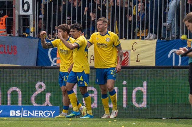 Deutschland: Fussball, 2. Bundesliga, 28. Spieltag 2025 26, Eintracht Braunschweig - 1. FC Nürnberg am 05.04. in Braunschweig, Eintracht-Stadion: Tor Jovan Mijatovic (Eintracht Braunschweig 11) Jubel Freude Emotionen Torjubel 1:1