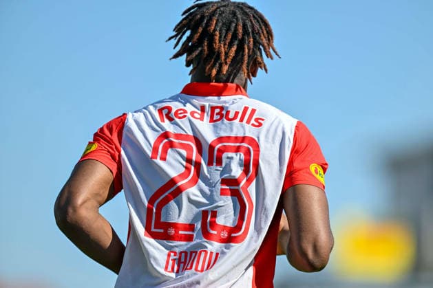 SOCCER - BL, Hartberg vs RBS HARTBERG,AUSTRIA,05.APR.26 - SOCCER - ADMIRAL Bundesliga, championship group, TSV Hartberg vs Red Bull Salzburg. Image shows Joane Gadou (RBS).  GEPAxpictures xAvnixRetkoceri