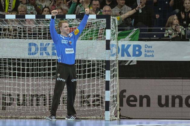 05.04.2026, xlakx, Handball Daikin HBL, Fuechse Berlin - SC DHfK Leipzig v.l. Lasse Ludwig (Fuechse Berlin) Jubel Berlin