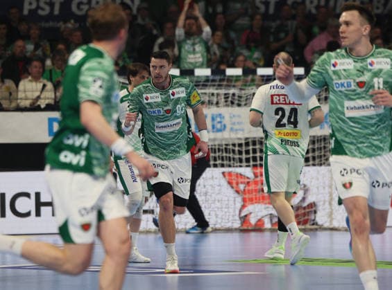 GER HBL Saison 2025 2026 FÜCHSE Berlin vs SC DhfK Leipzig, 05.04.26, Max-Schmeling-Halle, Berlin, Mijajlo MARSENIC (Füchse Berlin 93) jubelt nach Torerfolg, Faust, Emotion