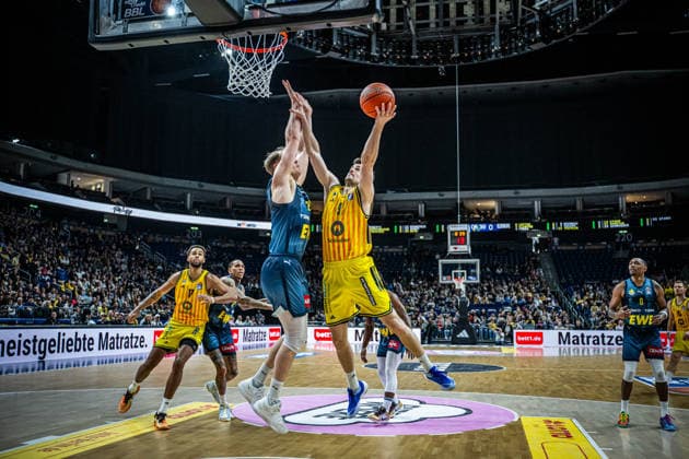 Basketball Berlin 05.04.2026 Saison 2025 2026 EasyCredit BBL 1. Bundesliga Männer, Herren Alba Berlin - EWE Baskets Oldenburg Jonas Mattisseck (Alba Berlin, No.09)