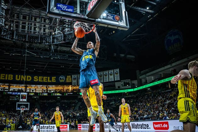 Basketball Berlin 05.04.2026 Saison 2025 2026 EasyCredit BBL 1. Bundesliga Männer, Herren Alba Berlin - EWE Baskets Oldenburg Michale Kyser (Oldenburg, No.12)