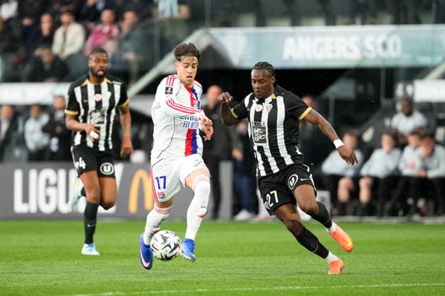 Angers SCO v Olympique Lyonnais - Ligue 1 McDonald s 2025 2026 17 Afonso MOREIRA (ol) - 27 Lilian RAOLISOA (sco) during the Ligue 1 McDonald s match between Angers and Lyon at Stade Raymond Kopa on April 5, 2026 in Angers, France. Angers France  Copyright: xFEPx 776348344